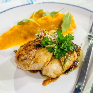 Chicken breast with pumpkin puree